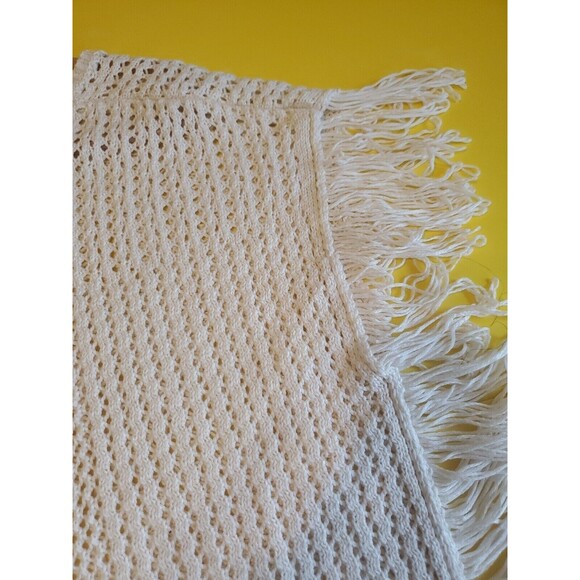 Knit Poncho Sweater W/ Fringe Women's X-Large Mossimo Bohemian Ivory - Picture 8 of 8
